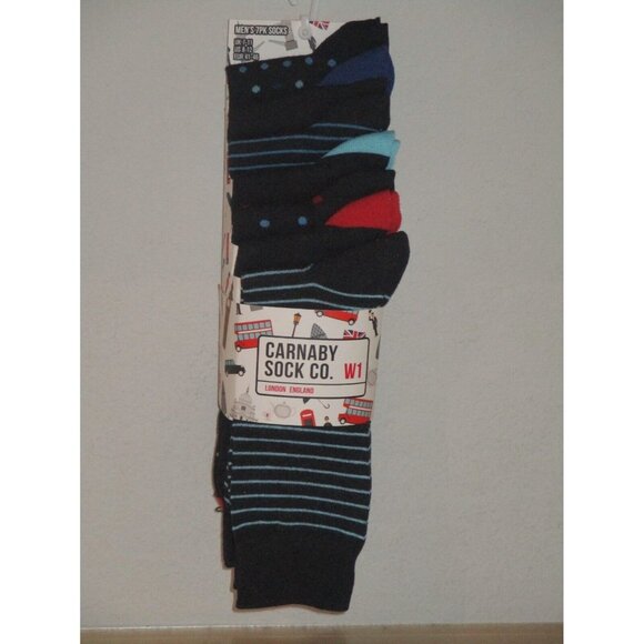 Carnaby Sock Co. W1 -7 Pair Men's Socks Gift Box Set US 8-12 Multi Colored New - Picture 1 of 2